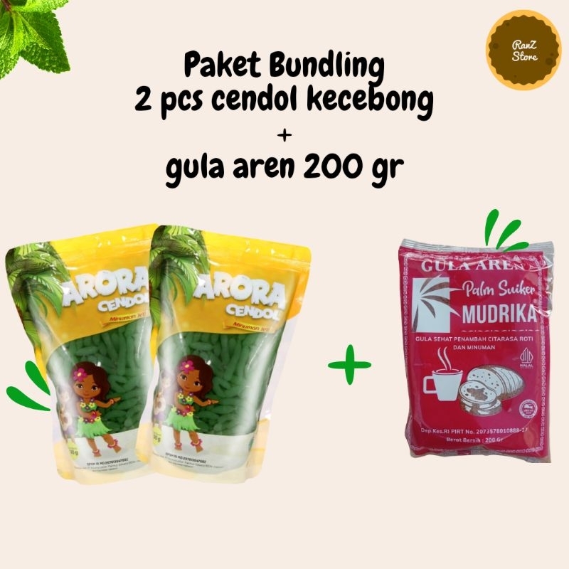 Paket hemat 2 pcs arora cendol kecebong dan gula aren 200 gr