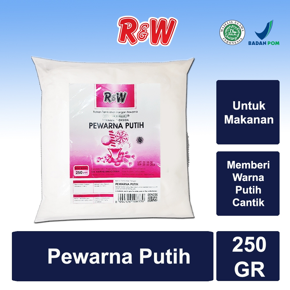 

Pewarna Putih Pemutih Makanan Rajawali R&W RW Ukuran250GRBaking Bahan Kue