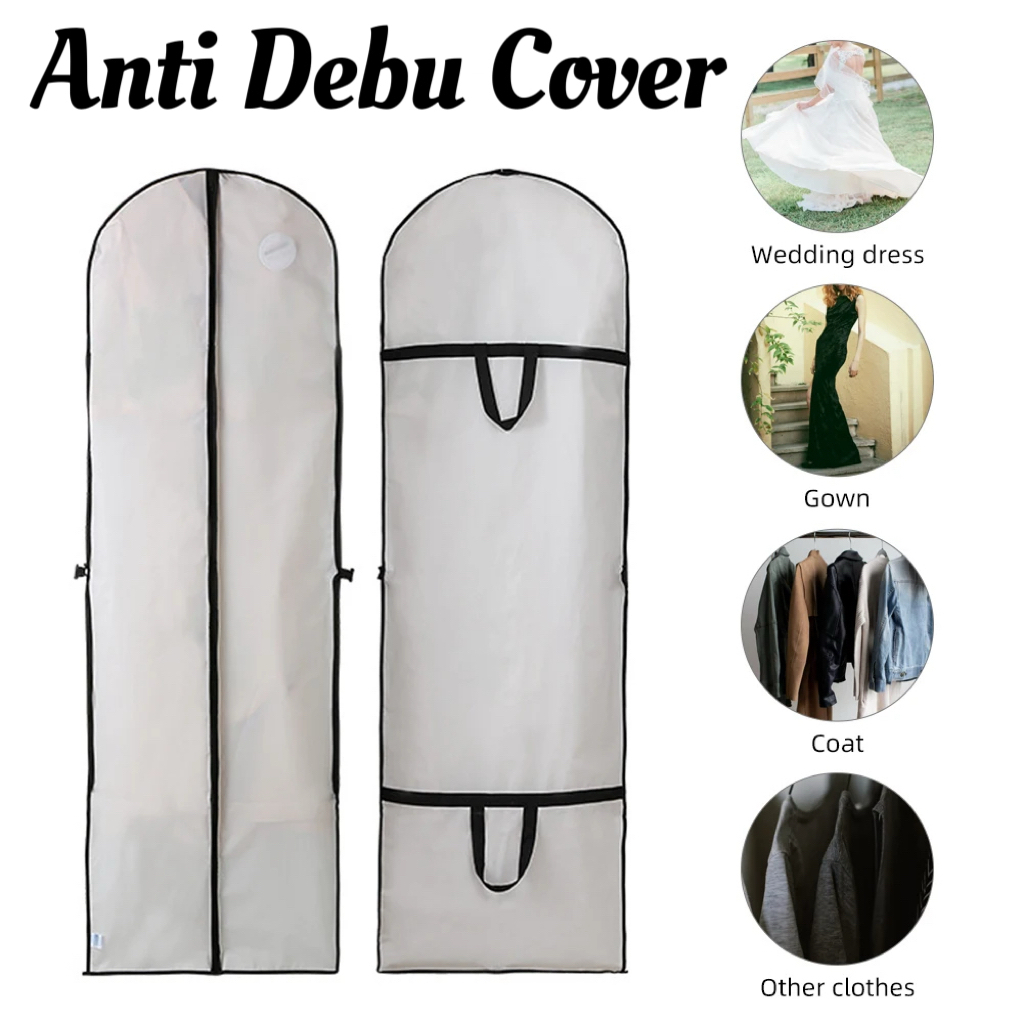 180cm Cover Gaun Pengantin Bridal Anti Debu Pelindung Gaun Pengantin Baju Anti Debu Panjang Wedding 
