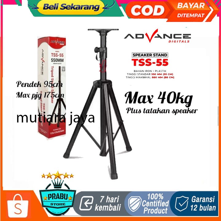 Advance Stand Speaker Tiang Tripod Speaker Besi Tinggi 100-171cm TSS95 ORI PROMO