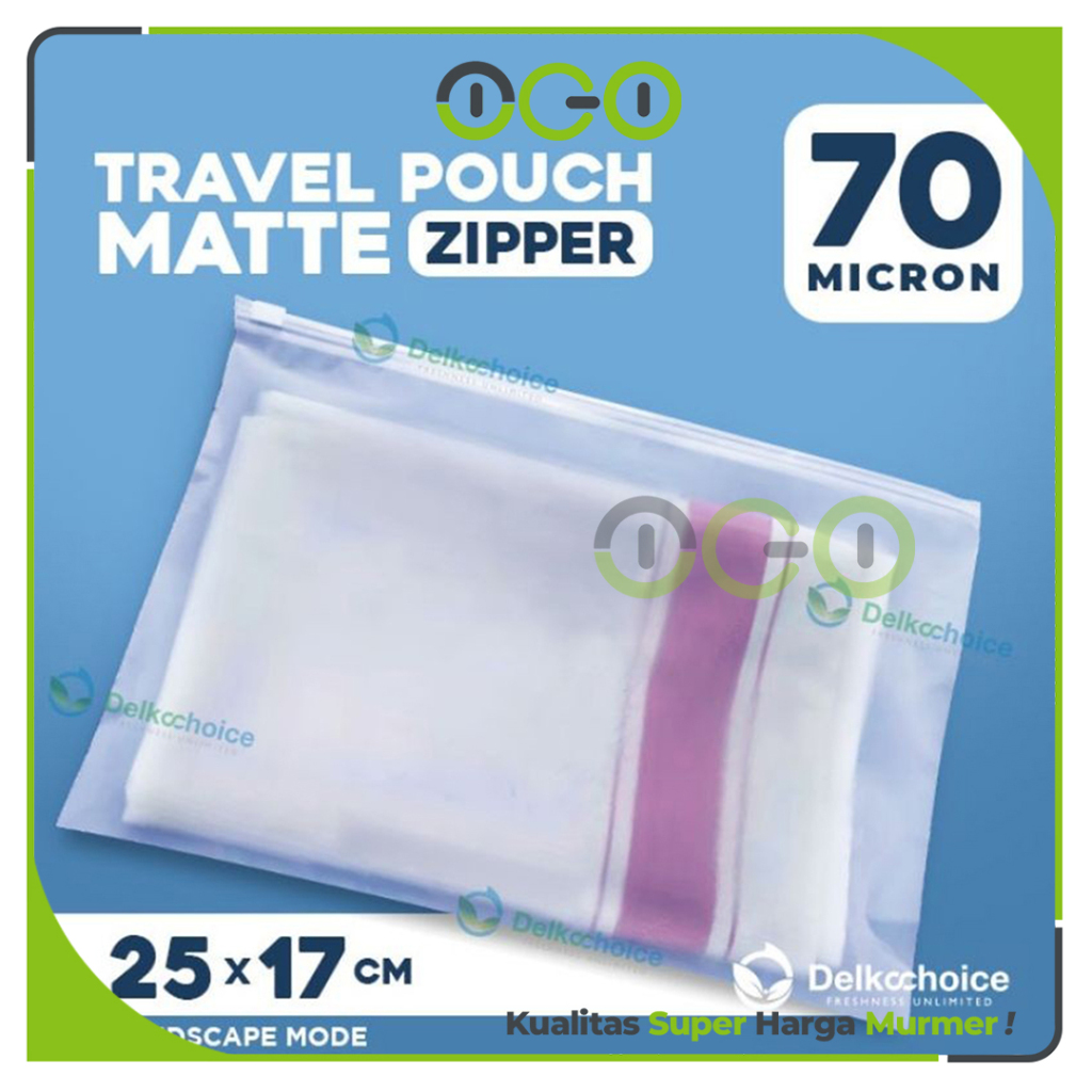Plastik Travel Pouch Bag 25cm x 17cm LANDSCAPE 70 Mic Zipper Premium Kantong Organizer Delkochoice