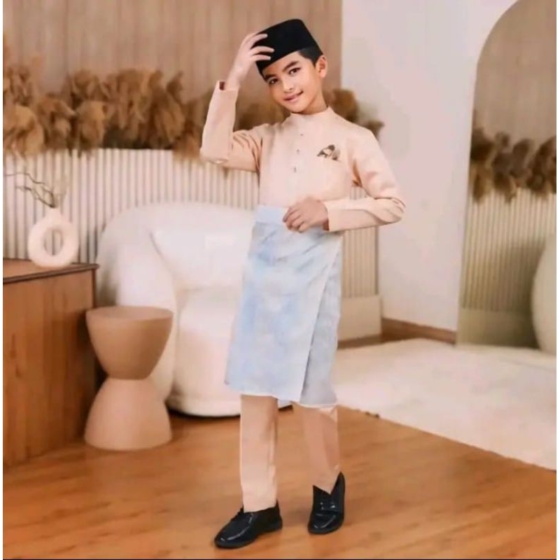 setelan baju kurung pria teluk belanga anak laki-laki baju muslim