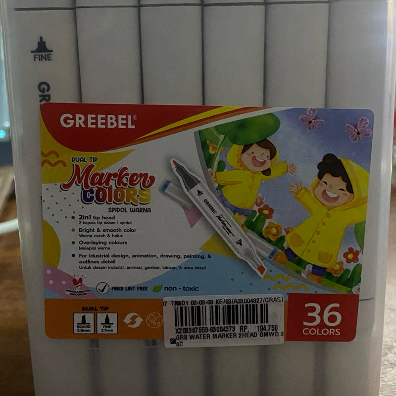 

Dual tip Marker Colors/Spidol Warna Greebel 36 colors