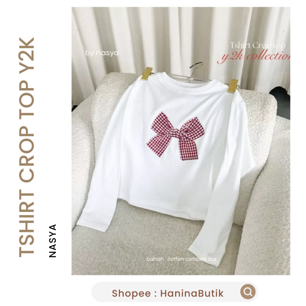 (𝗦𝗜𝗔𝗣 𝗞𝗜𝗥𝗜𝗠) TSHIRT CROP TOP Y2K by NASYA | BLOUSE KAOS CROP NASYA