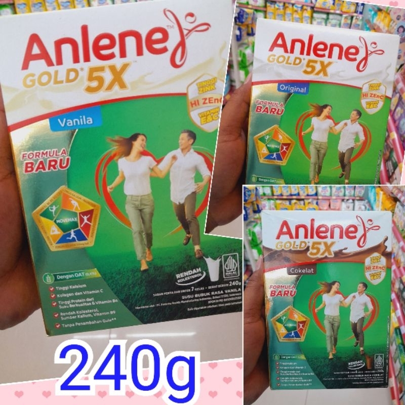 

anlene gold 5x susu bubuk dewasa rasa vanila coklat original 240g - tulang, sendi dan otot