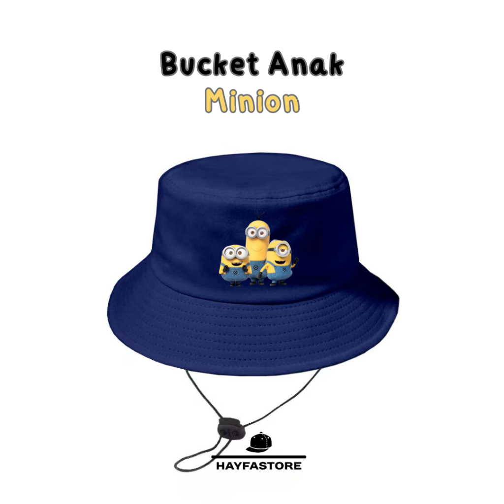 Hayfastore - Topi Bucket Anak Minion - Sablon Motif Minion