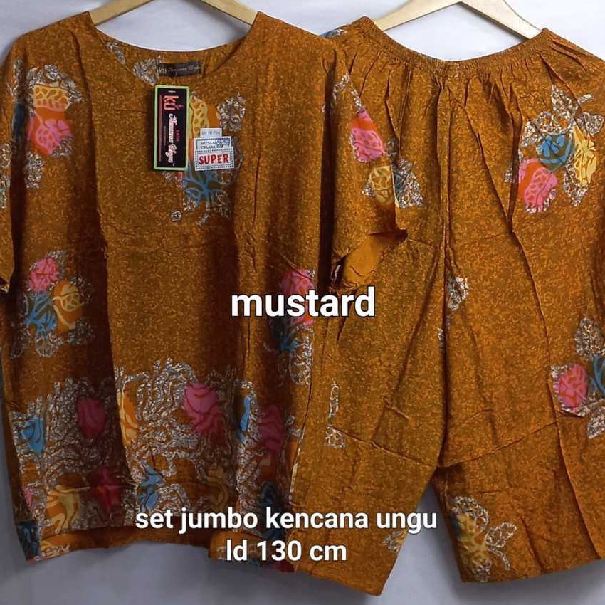 Gila Setelan baju  celana kulot jumbo kencana ungu label hitam