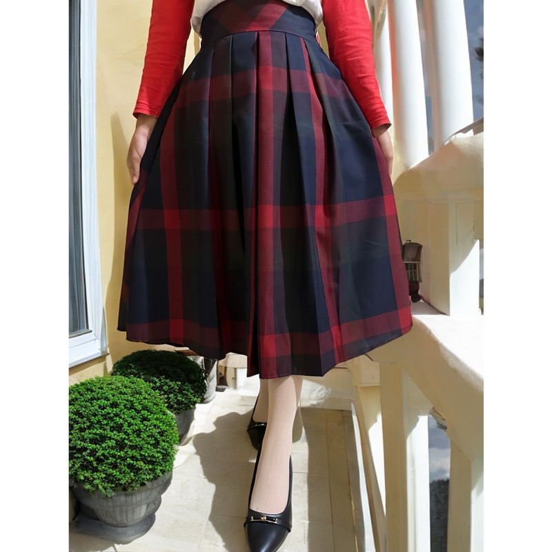 YNI ROK WANITA FLANEL 7/8 MIDI TARTAN / ROK PAYUNG / ROK PAYUNG KOTAK