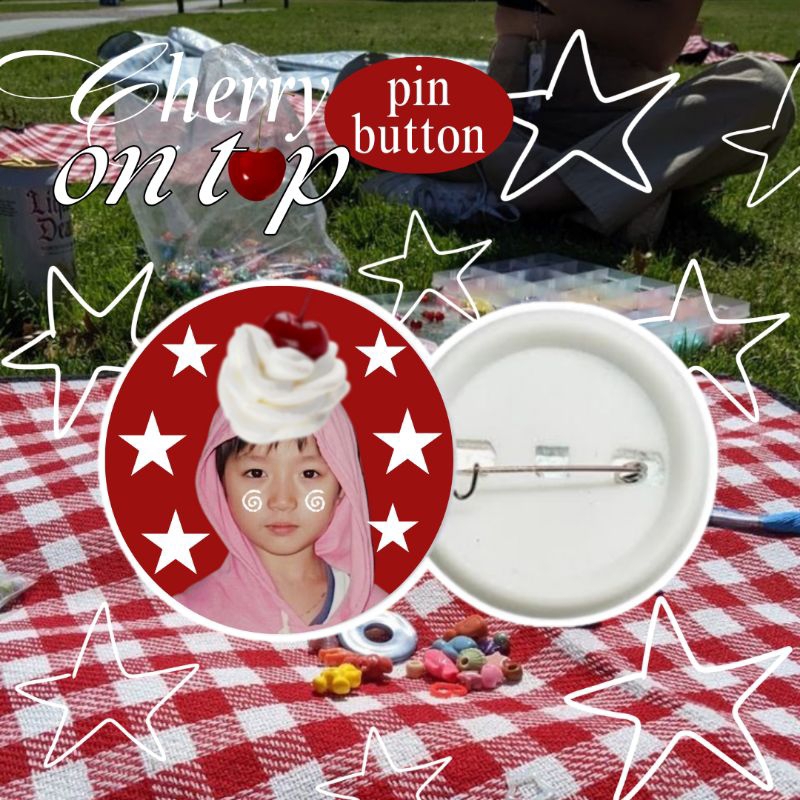 [READY STOCK] CHERRY ON TOP PIN BUTTON TXT BABY CHILDHOOD PHOTOS AESTHETIC CUTE LUCU KPOP KPOPERS ME