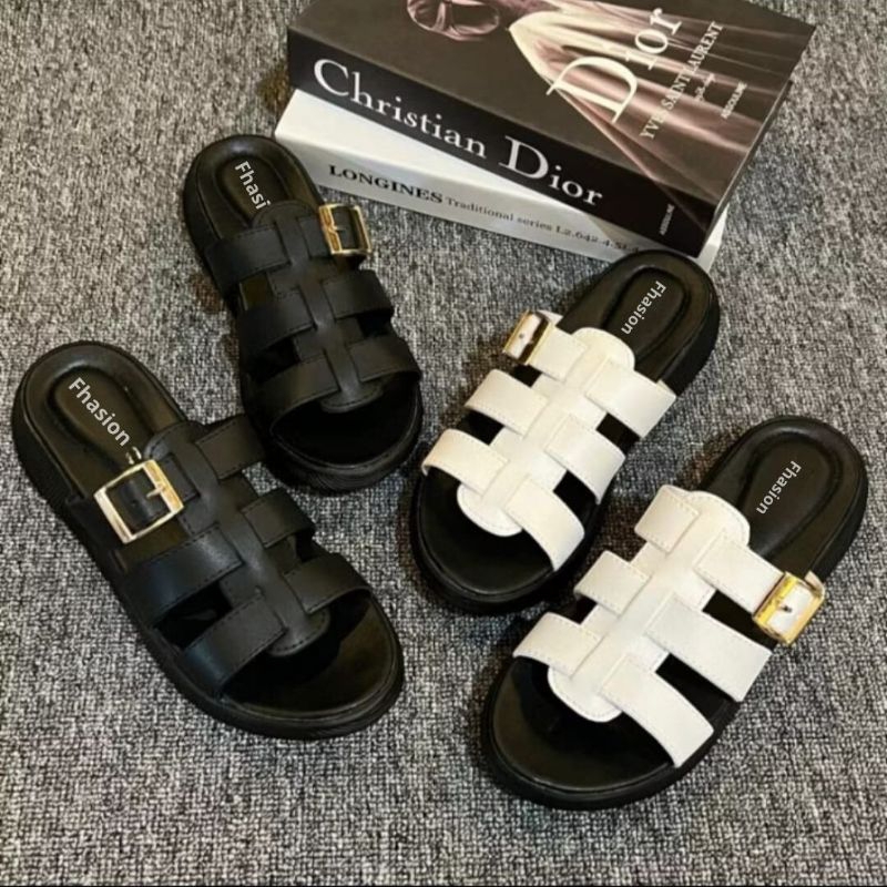 Sandal Wanita Platform Slip On Import Kekinian 36-40 Sandal Wanita Slop Slip On Elegan Terbaru Sanda