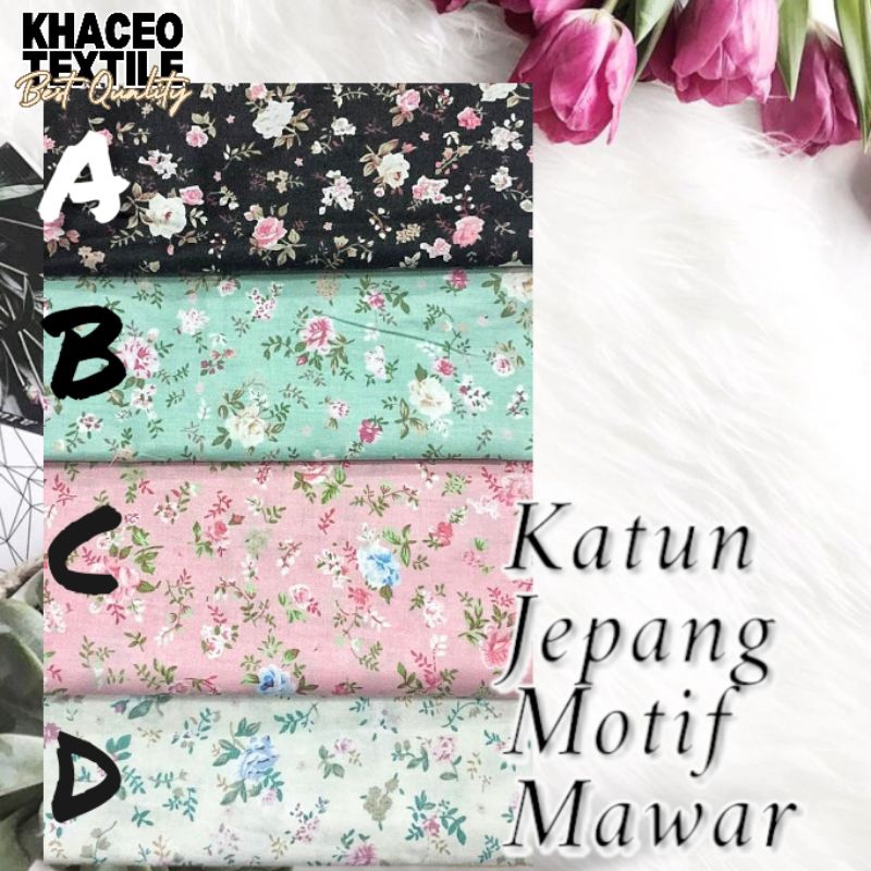 PROMO Kain Katun Jepang Motif Mawar Premium/Katun Jepang Motif Mawar/Katun Jepang