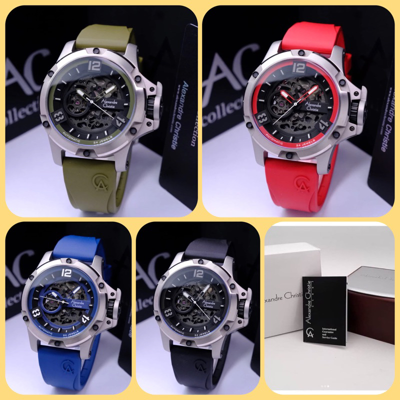 JAM TANGAN PRIA ALEXANDRE CHRISTIE AC 6295 MT / AC 6295 MP / 6295 ORIGINAL AUTOMATIC RUBBER GARANSI 