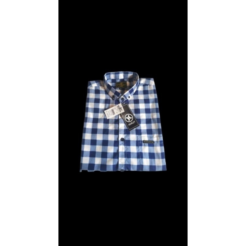 kemeja panel pria corak kotak kota