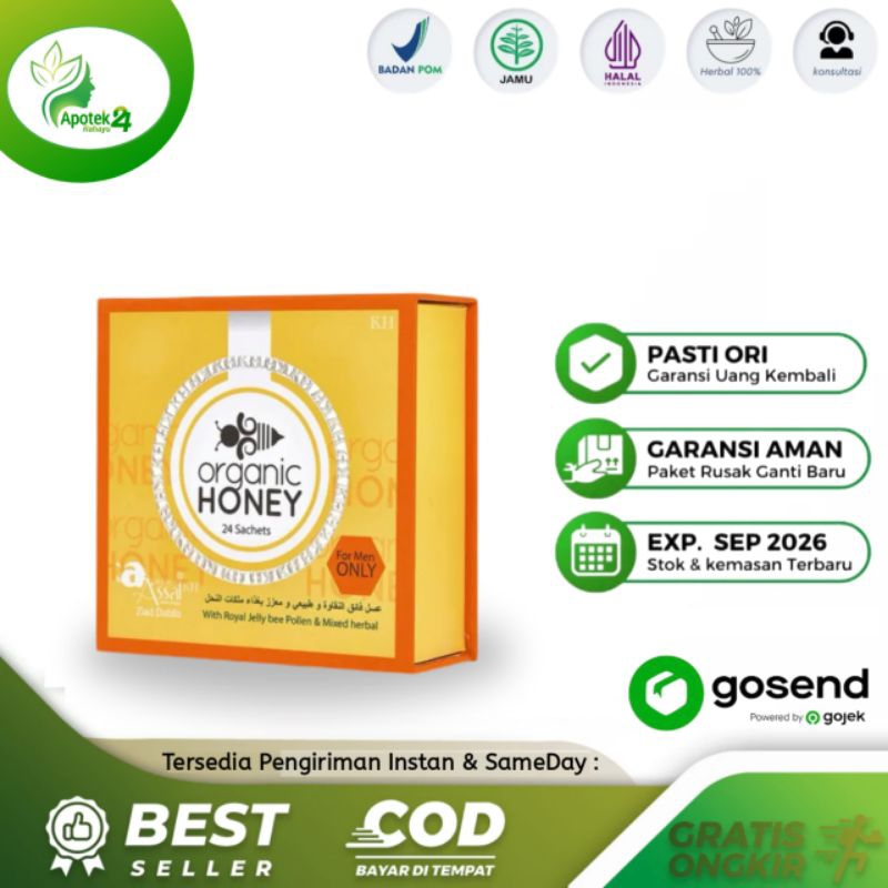 

ORGANIC HONEY MADU MENAMBAH STAMINA PRIA 1 BOX ISI 24 SACHET