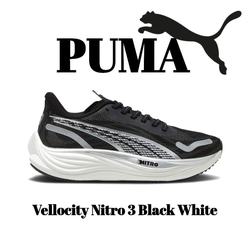 PUMA Velocity Nitro 3 Black White Sepatu Lari