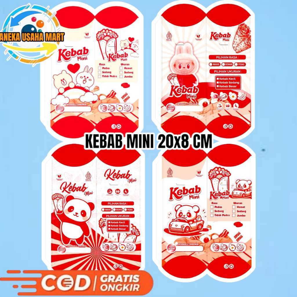 

100 Pcs Bungkus Kebab Mini Ukuran Kecil 20x8 CM