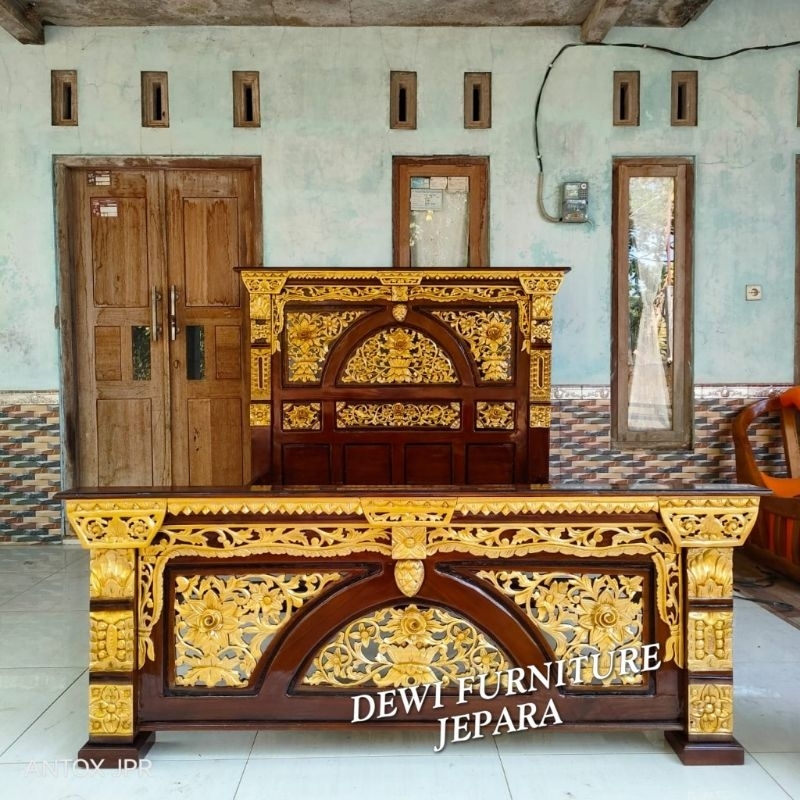 tempat tidur jati tempat tidur ukiran gebyok ukuran 140x200