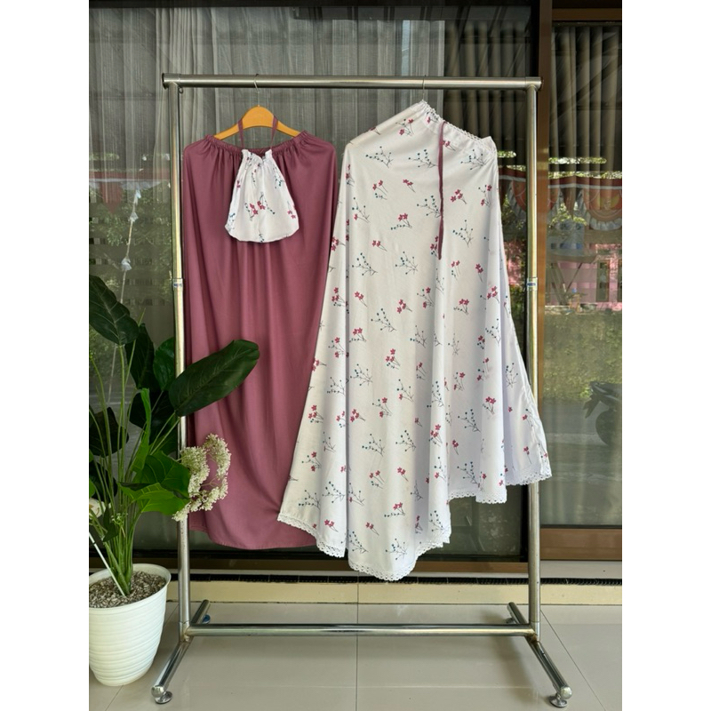 NS - Mukena Rayon Dewasa Jumbo Motif Teratai Free Tas | Mukena Terlaris