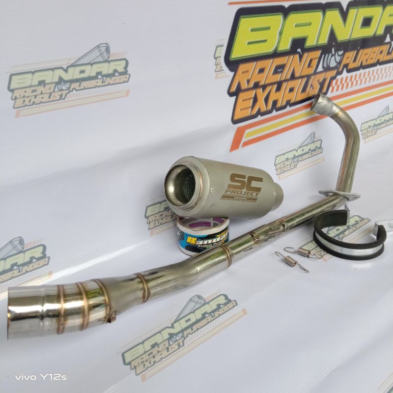 KNALPOT RACING SC PROJECT SANBLAS MX 135 OLD /NEW FULL SYSTEM SUARA GAHAR MANTAP INLET 50 MM