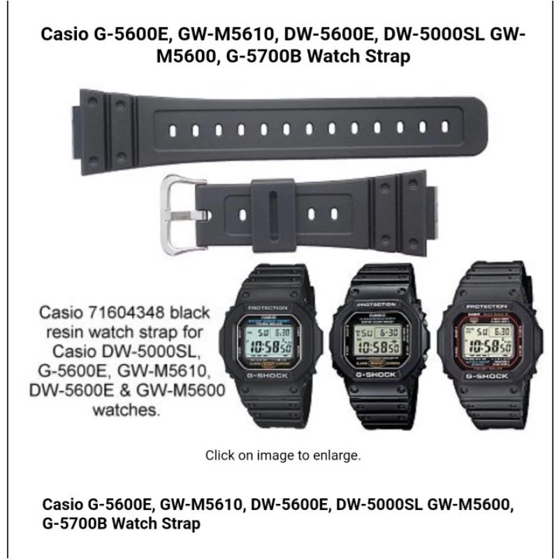 STRAP / TALIG-SHOCK DW 5000SL DW 5600E DW 5700 DW 5750 G 5600 GW M5600 GW M5610 Casio free spring ba