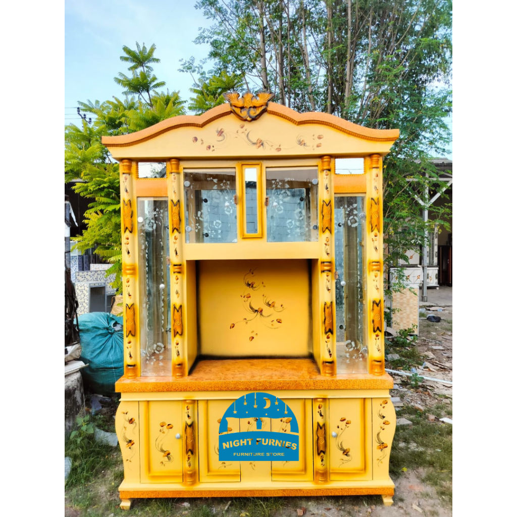 Bufet Pajangan Crystal Kristal Wush / Pajangan Tv Kaca Ruang Tamu / Lemari Tv Kristal 4 Pintu