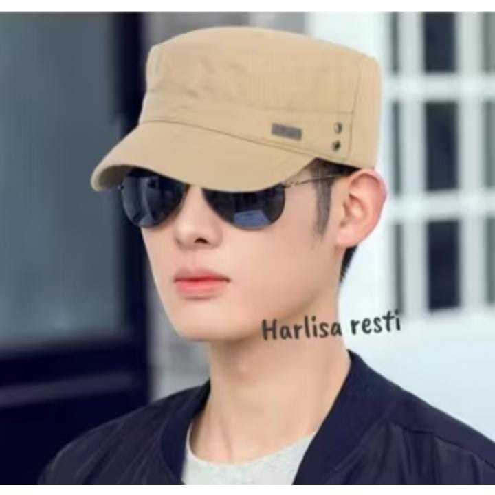 Topi Komando Pria Sport/ Topi Olahraga Wanita/ Topi Lidah Pendek Tulisan Random