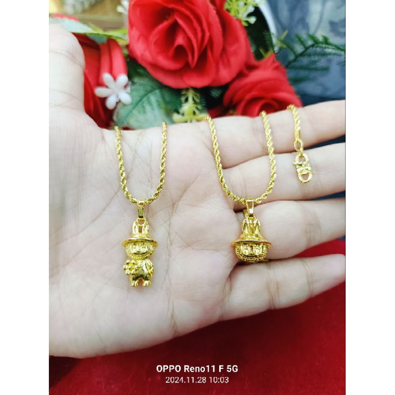 kalung tambang labubu lapis emas 24k