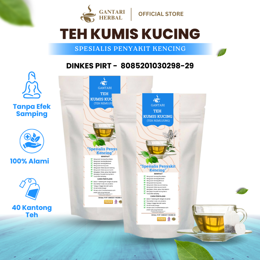 

Gantari Teh Kumis Kucing Bantu Atasi Kencing Pipis Netes Berbusa Berdarah Nyeri Panas Batu Kantung Kemih 2 Pack