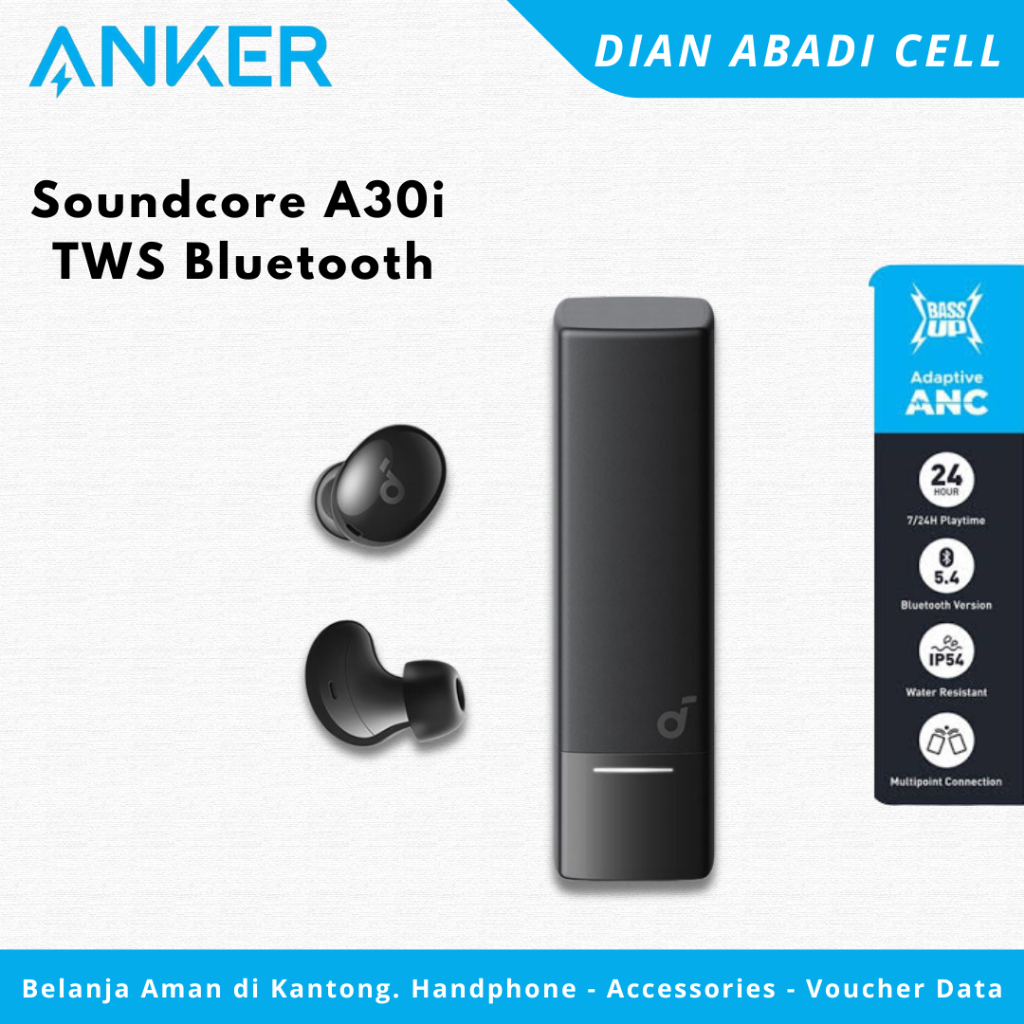 Anker Soundcore A30i NC Earbuds - In-ear Headphones dengan ANC Hingga -46dB, IP54, dan Baterai 24 Jam