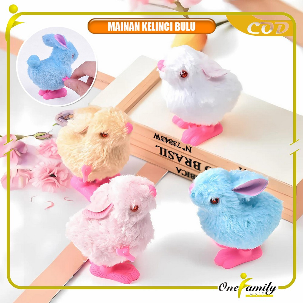 ONE-M359 Mainan Kelinci Putar Manual / Mainan Anak Pet Rabbit / Mainan Kelinci Bulu Lucu Berjalan Ot