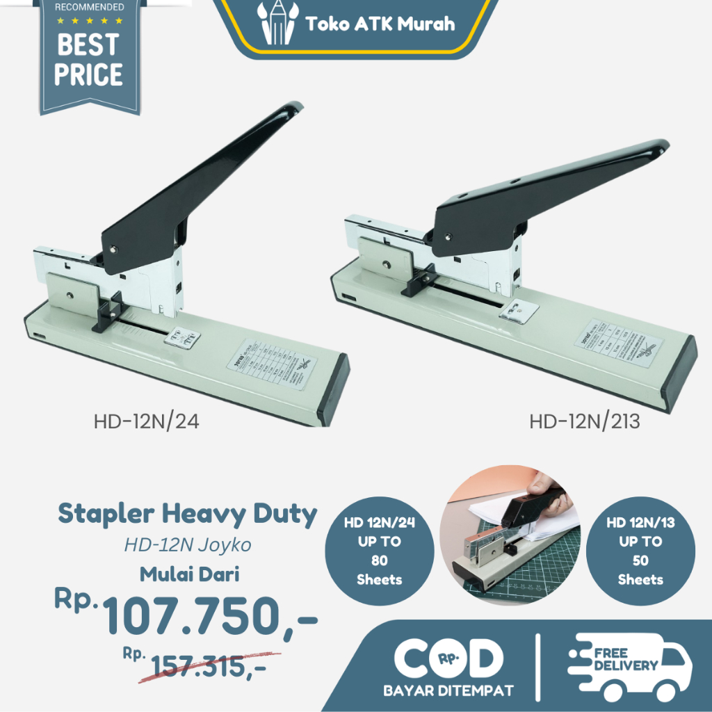 

Joyko Stapler HD-12N/13 ( Heavy Duty ) HD-12N/24 (Heavy Duty) / HD-12L/24 (Heavy Duty) Stapler Besar