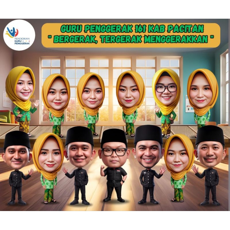 jasa edit foto karikatur custom keluarga kenangan rekan kerja