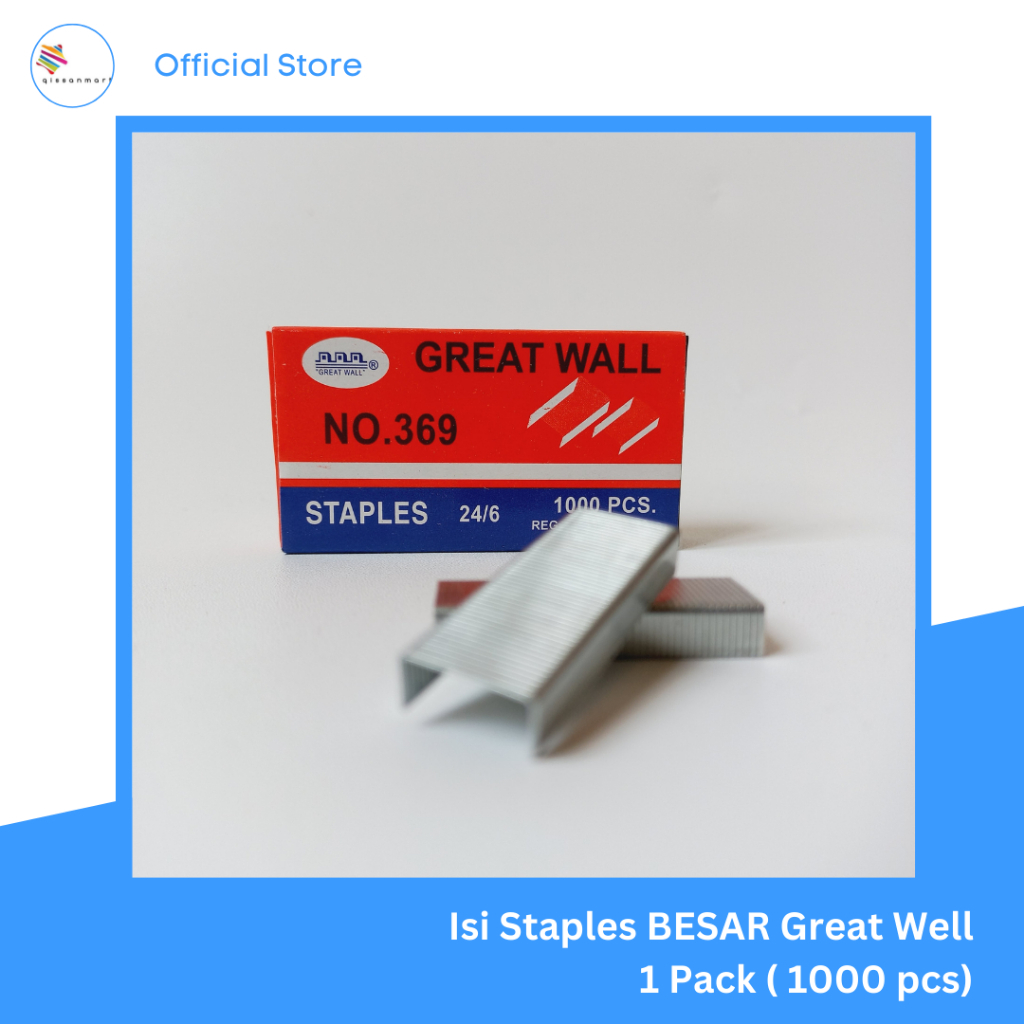 

Isi Staples Besar Great Wall Besar No. 369 Per Pack Isi 1000 Pcs