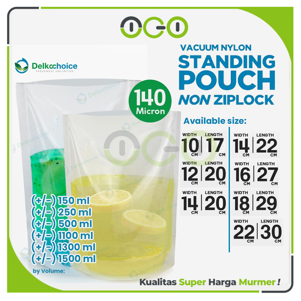 Standing Pouch Nylon 150 / 250 / 500 / 1100 / 1300 / 1500 ml Plastik Kemasan Cairan Delkochoice