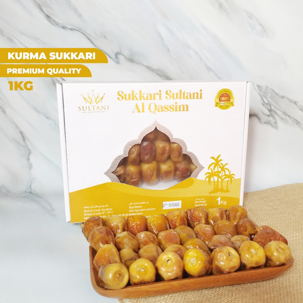 

Kurma Sukari Sultani Al Qassim 1 Kg Premium Kurma Raja Lembut Original Super Jumbo Fresh