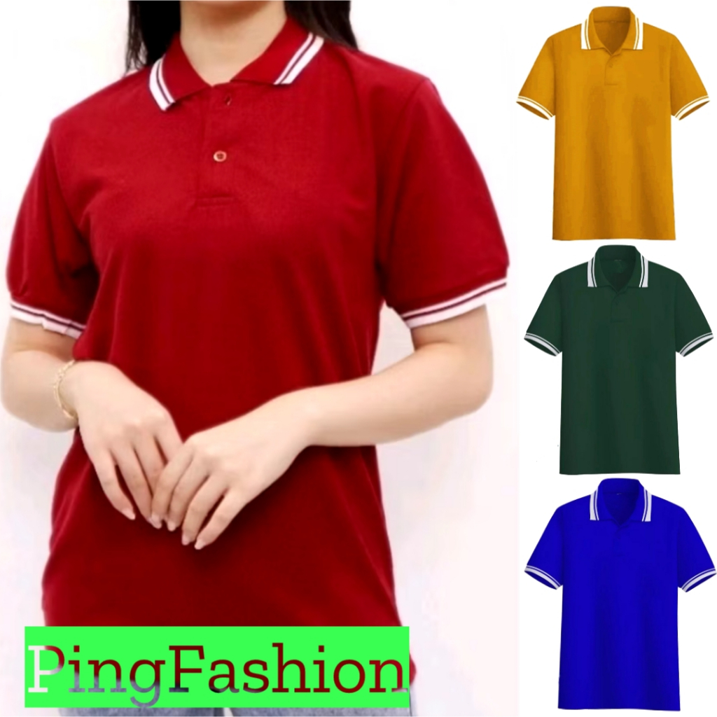 Kaos Polo Polos Kerah Wanita / Kaos Shirt Polo Kerah  Motif List / Kaos Polo Wanita Lengan Pendek