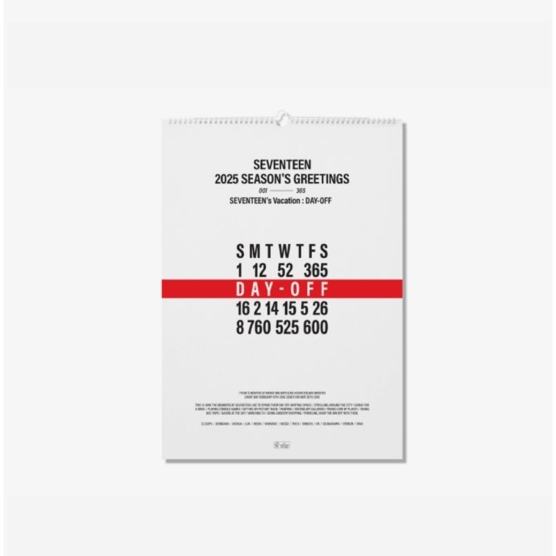 

[PO] SEVENTEEN 2025 WALL CALENDAR / WALL CALENDAR SEVENTEEN 2025