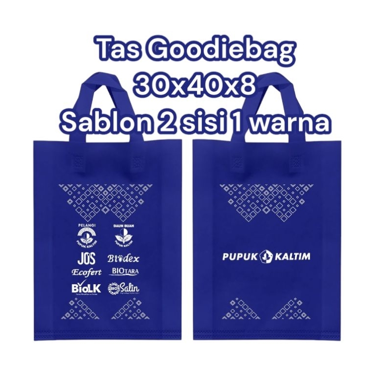 

Tas Goodiebag ukuran 30x40x8 Sablon 2 sisi 1 warna