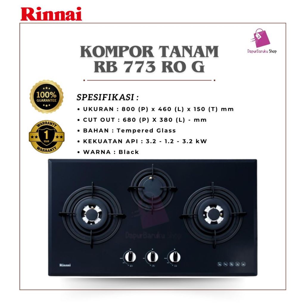 RINNAI KOMPOR TANAM RB 773 RO G / RB 773RO G