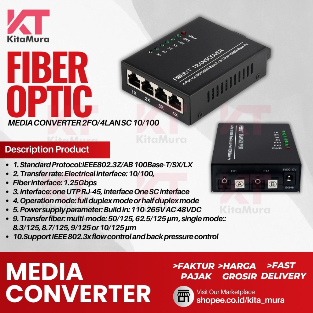 Media Converter 2,3,6 Port LAN RJ45 Fiber Optik Transceiver Ethernet Switch