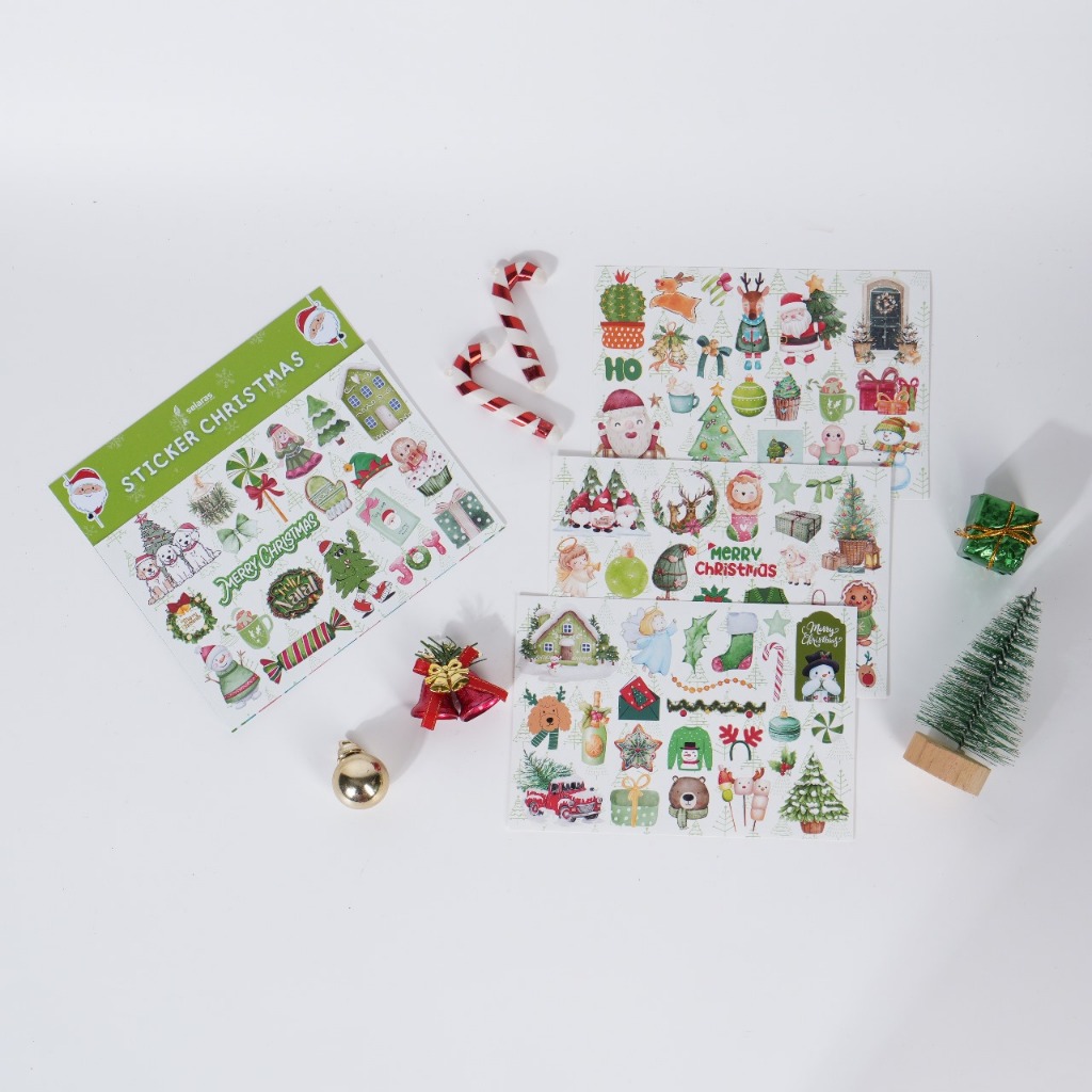 

Stiker Pack Natal Merry Christmas Sticker Scrapbook Souvenir Anak 1 set isi 4 Lembar