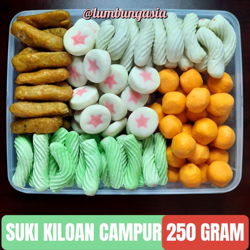 

Suki Kiloan Campur Random 250 Gram - Bakso Seblak Sosis Hotpot Seafood Steamboat Frozen Food