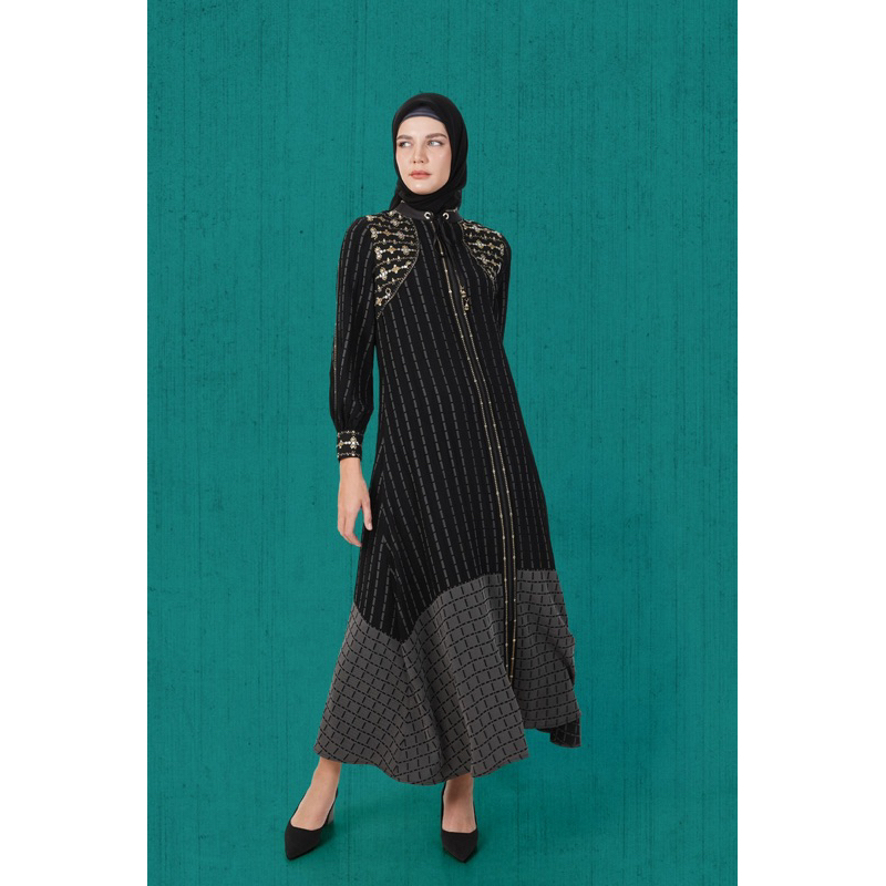 READY SIAP KIRIM ABAYA A9244 BLACK BY HIKMAT FASHION MUSLIM WANITA GAMIS DEWASA TERBARU