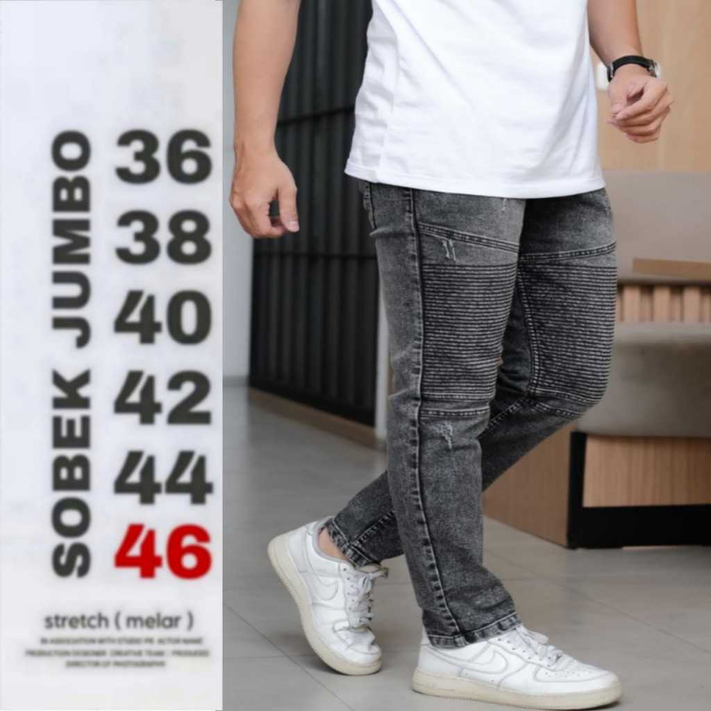 SIZE 27-48 - CELANA JEANS SOBEK PRIA/ CELANA JEANS SOBEK LUTUT RIPPED PRIA/ CELANA JUMBO SOBEK PRIA