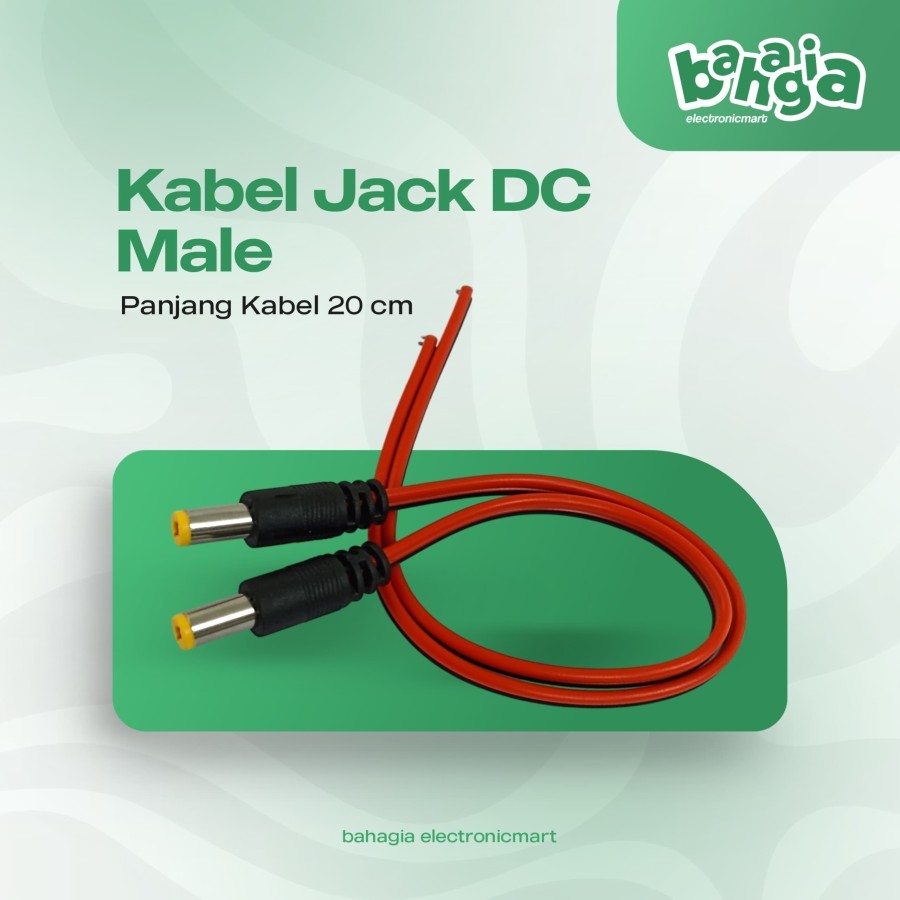 Jack jek cctv / adaptor / dc kabel male / cowo 20cm harga grosir