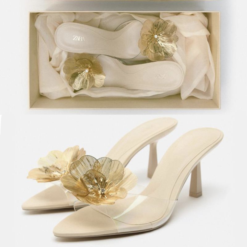 Sepatu ZARA Floral High Heels Shoes
