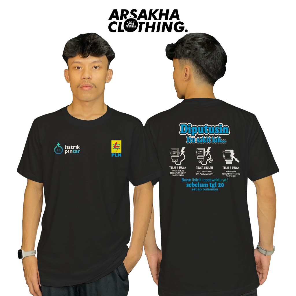 Kaos Perusahaan PLN Listrik Pintar Kata diputusin Terbaru Baju Distro Katun Combed 30s by Arsakha Cl
