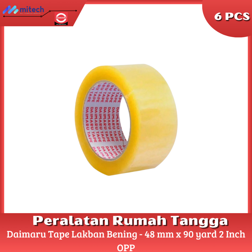 

Daimaru Tape Bening 48 mm x 90 Yard 2 Inch - 6 Pcs OPP / Lakban Tahan Air