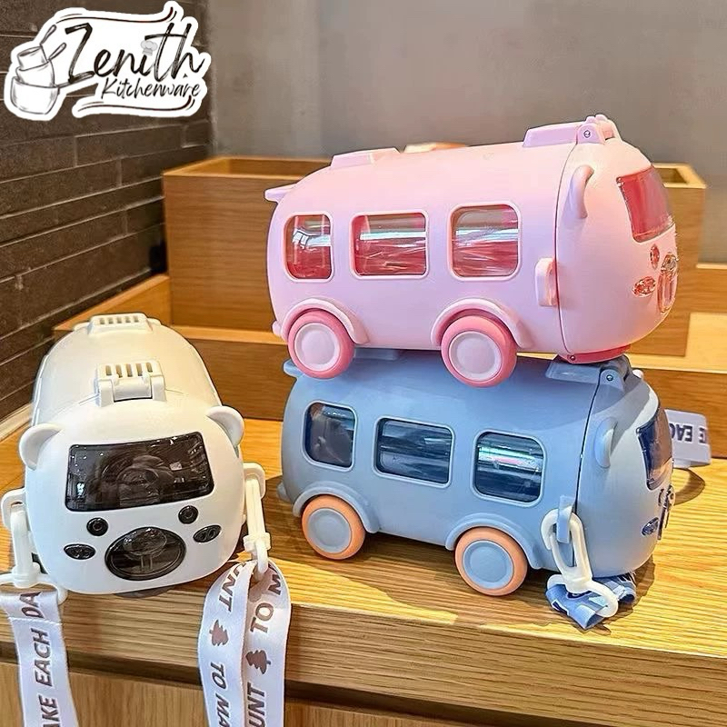 BOTOL AIR MINUM ANAK BENTUK MOBIL BUS 500ml / BOTOL MINUM ANAK DENGAN SEDOTAN / BOTOL LUCU/ BOTOL AN