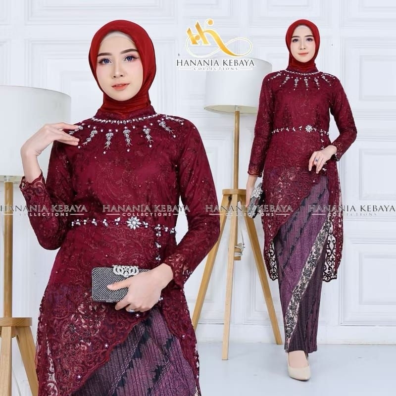 Set kebaya modern kejora belah pinggir payet Baju kebaya wisuda remaja kekinian seragam kondangan wa